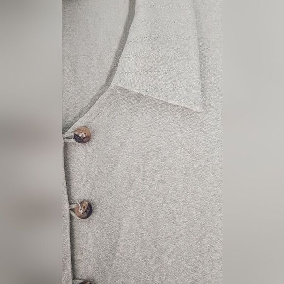 H Look M Gin Green 100% SILK  Buttons Polo Collar Shrtslv Belt Women Midi Dress - Picture 9 of 10